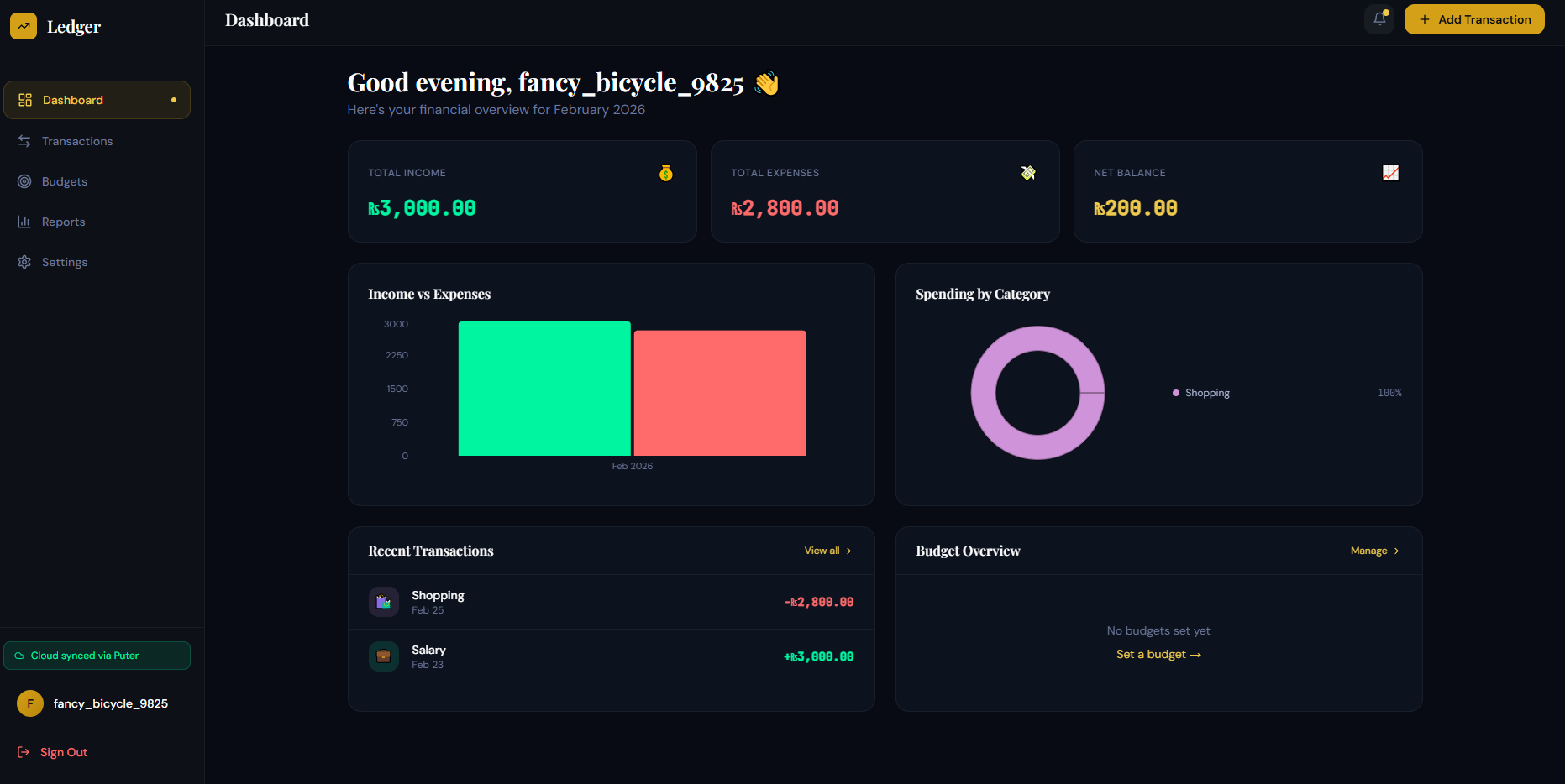 Ledger screenshot 1
